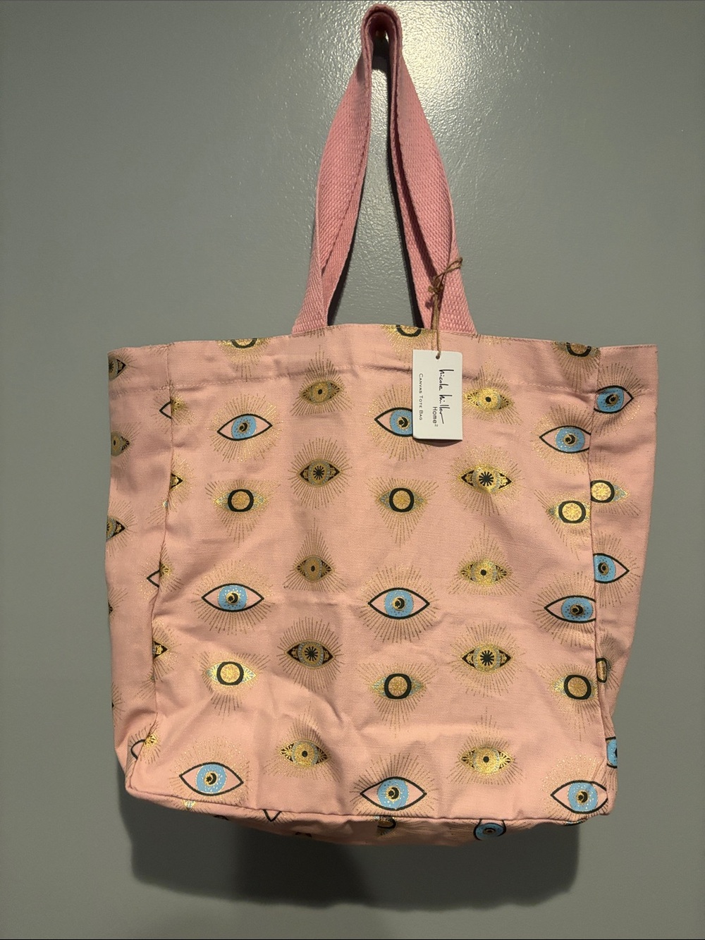 Pink Eye-Print Canvas Tote Bag